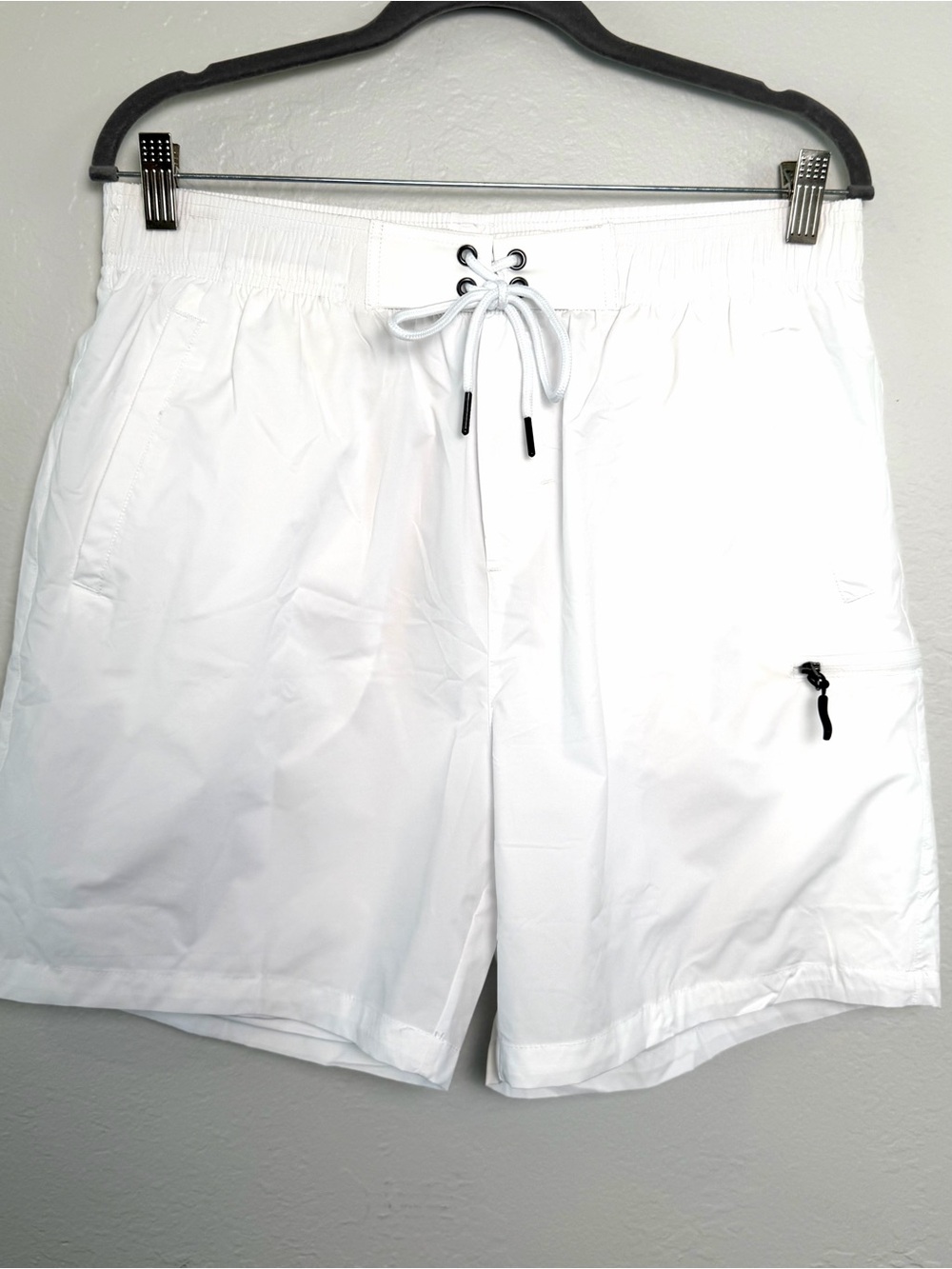 Gradual Men's White 5" Inseam Swim Trunks Drawstring Waist L Quick-Dry NWT